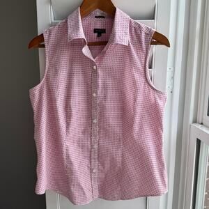 TALBOTS Top Womens 10 Pink Sleeveless Button Front Wrinkle Resistant